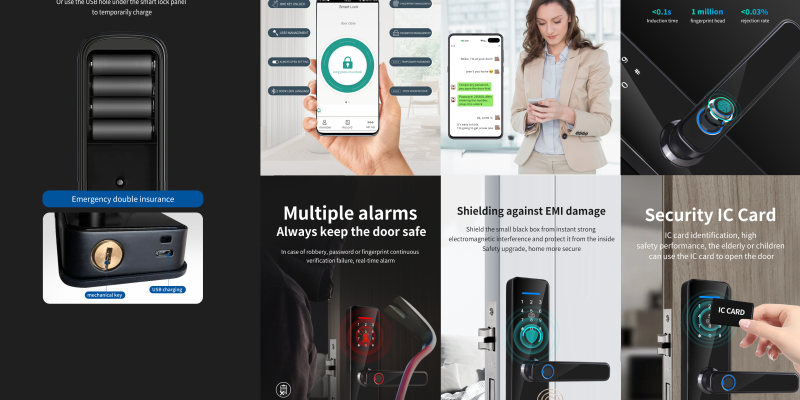 Smart Door Lock , Keyless Door Entry, Biometric Door Lock, RFID image 2