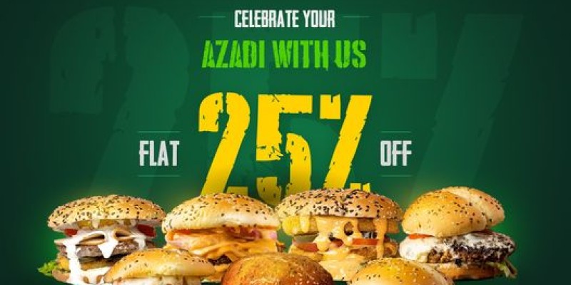 Burger N' Barrel Azadi Deal Flat 25% Off 2 