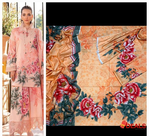 Summer *Maria.B Vol 23'* ❣️ *3pc | Digital Printed 90/70 lawn with la image 1