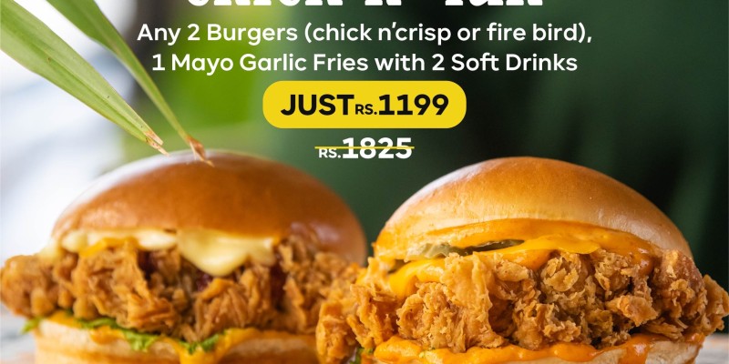 Burger O'Clock Upto 40% off on entire menu 3 