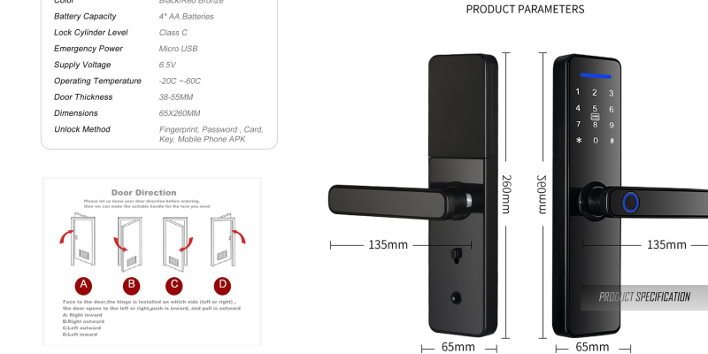 Smart Door Lock , Keyless Door Entry, Biometric Door Lock, RFID image 3