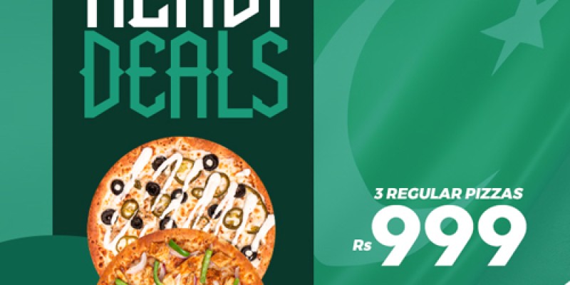 Azadi Deal at Pizza Mars Deal 1 For Rs.999/- 3 