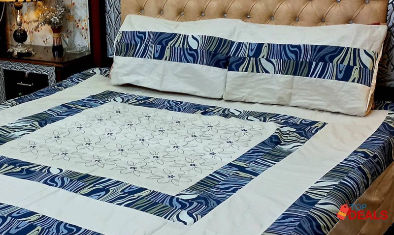 Beautiful fabric cotton double bed sheet image 1