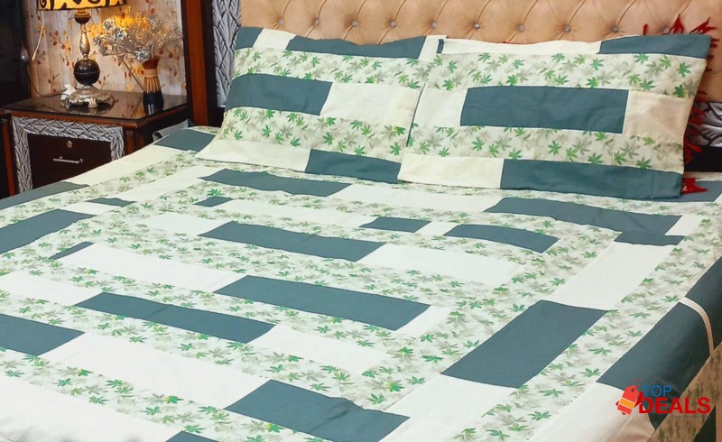 Beautiful fabric cotton double bed sheet image 4