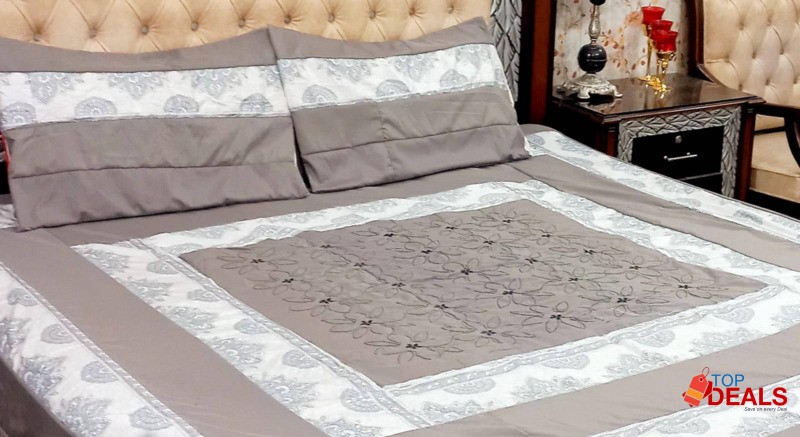 Beautiful fabric cotton double bed sheet image 5