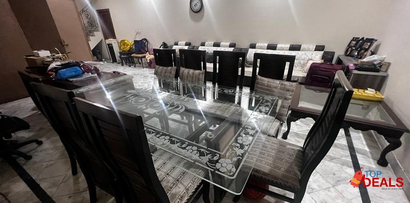 Dining Table - 8 Chairs and Glass Top image 1