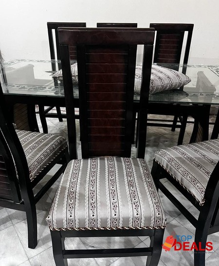 Dining Table - 8 Chairs and Glass Top image 3