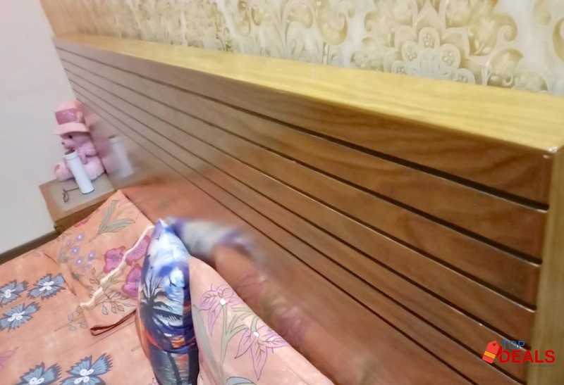 Designer bed set with 2 side tables 100% pure wooden only 6 month use image 1