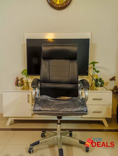 Office Chair, Black Leather in Great Condition. image 1