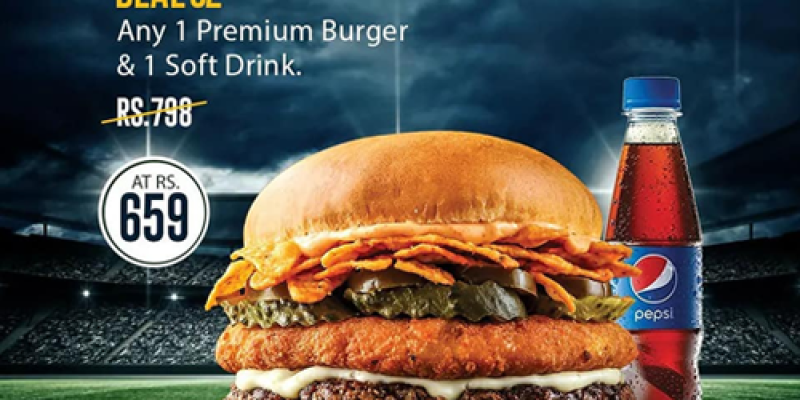 PSL7 Craze Deals at "Burger O'Clock" Deal 1 For Rs.599/- 4 