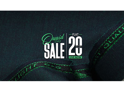 Shabbir Fabrics Quaid Day Sale Flat 20% Off