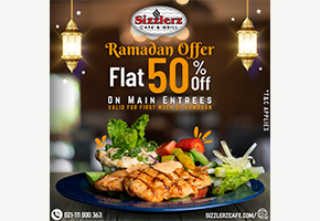 Sizzlerz Cafe & Grill FLAT 50% off on All Main Entrees