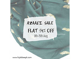 Azaadi Sale HijabBee Offers FLAT 14% off on Entire Stock