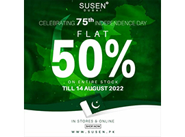 SUSEN DUBAI Pakistan Day Sale! FLAT 50% off