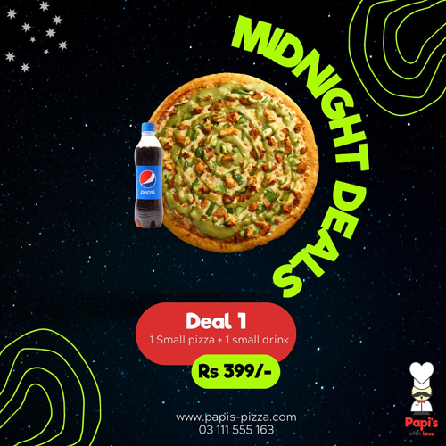 Papi's Pizza Midnight Deal 1 For Rs.399/-