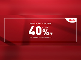 Bata Flat 40% off on Selected Products