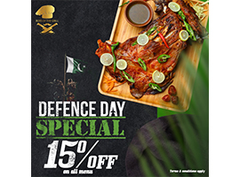Istanbul Grill Defence Day Special 15% Off on entire menu