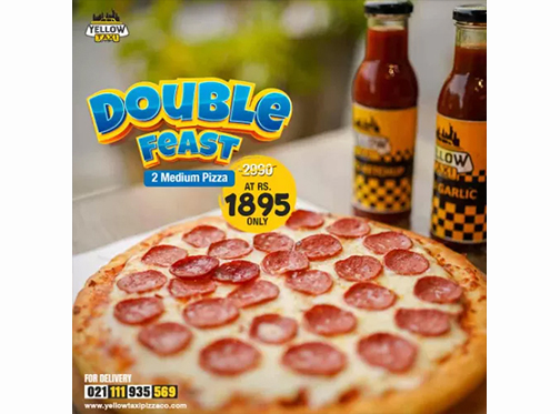Yellow Taxi Pizza Co. Double Feast Deal 1 For Rs.1895