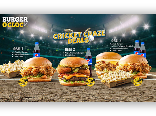 Burger O'Clock Cricket Craze Deals Starting From Rs.799