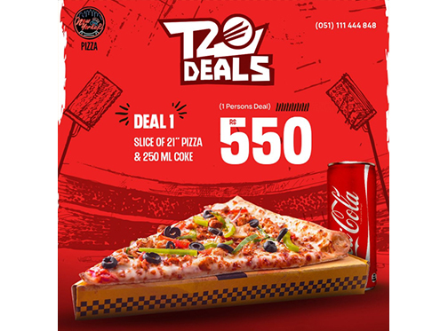 New Yorker Pizza T20 Deal 1 For Rs.550