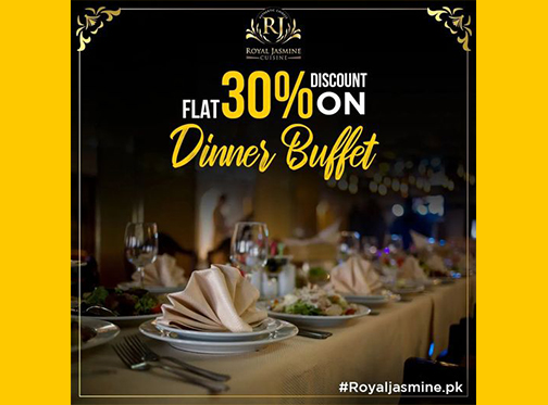 Royal Jasmine Get Flat 30% Discount On Dinner Buffet