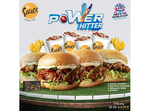 The Sauce Burger Cafe Power Hitter Deal 1 For Rs.1450