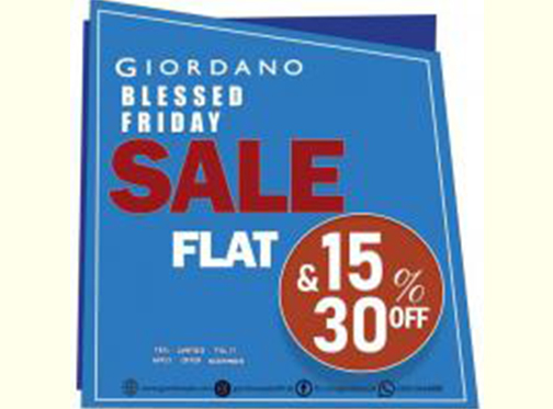 Giordano Blessed Friday Sale Flat 15% & 30% Off