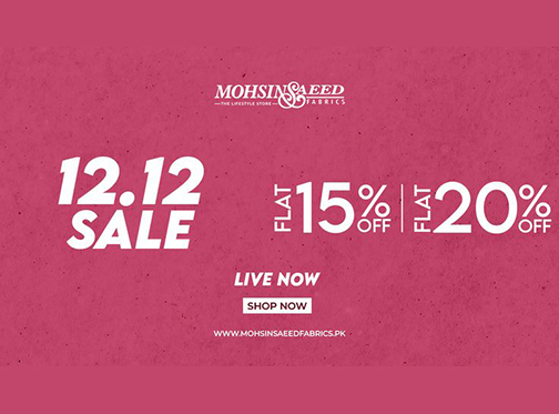 Mohsin Saeed Fabrics 12.12 Sale Flat 15% & 20% Off