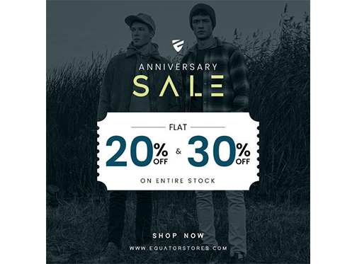 Equator Stores Anniversary Sale Flat 20% 30% Off