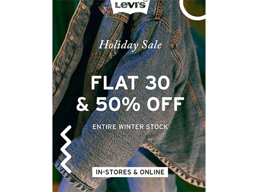 Levi's Holiday's Sale Flat 30% & 50% Off