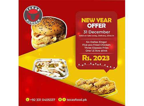 Texas burger New Year Offer Rs.2023