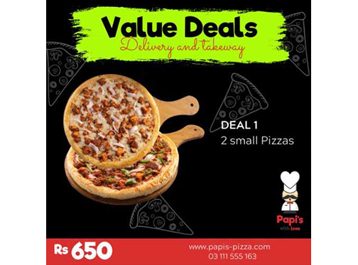 Papi's Pizza Value Deal Rs.650