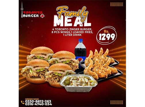 Deal On A Family Meal At Toronto Burger For Rs. 1299