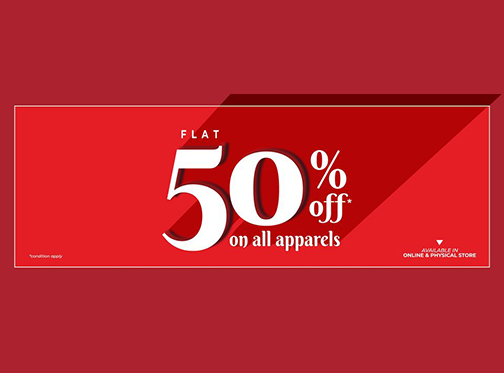 Yellow Flat 50% Off On All apparel