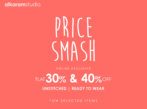 Price Smash sale at alkaram studio! Flat 30% and 40% off