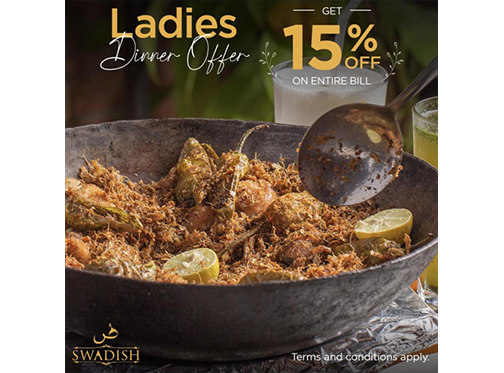 Swadish 15% off on Ladies Dinner