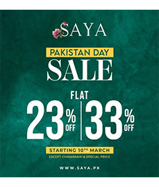 SAYA Pakistan Day Sale! Flat 33% off