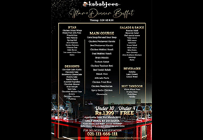 Kababjees Iftar Dinner Buffet For Kids For Rs.1399