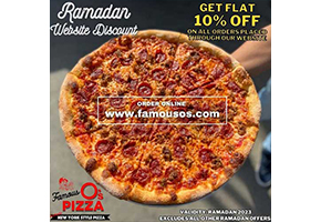 Famous O's Pizza FLAT 10% off on Entire Order
