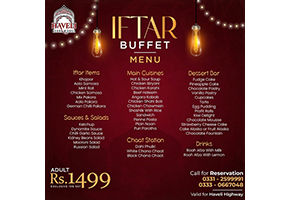 Haveli Kebab & Grill Iftar Buffet Adults For Rs.1499