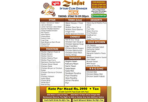 Ziafat Iftar Cum Dinner Buffet For Rs.2950