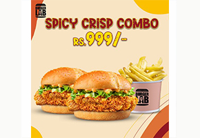 Burger Lab Spicy Crisp Combo! Rs.999