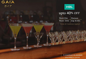 HBL Bank is giving 40% Discount at Gaia Japanese Fusion
