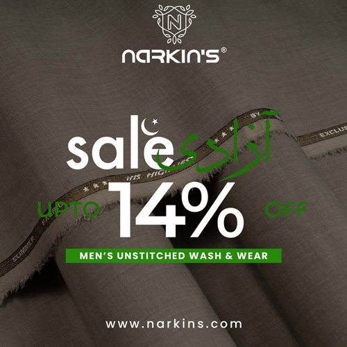 14% Off on Narkin's Men's Clothing this Independence Day!