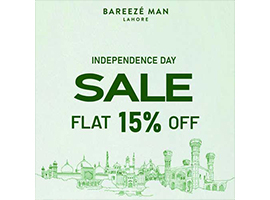Bareeze Man is Offering Flat 15% Off On Independence Day