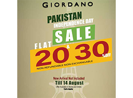 On Azaadi Day Giordano Offers UP TO 30% off