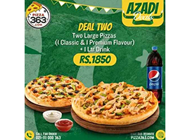 Pizza 363 Offers Azadi Deal 2 For Rs.1850/-
