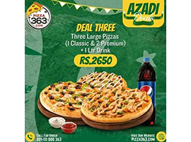Pizza 363 Offers Azadi Deal 3 For Rs.2650/-