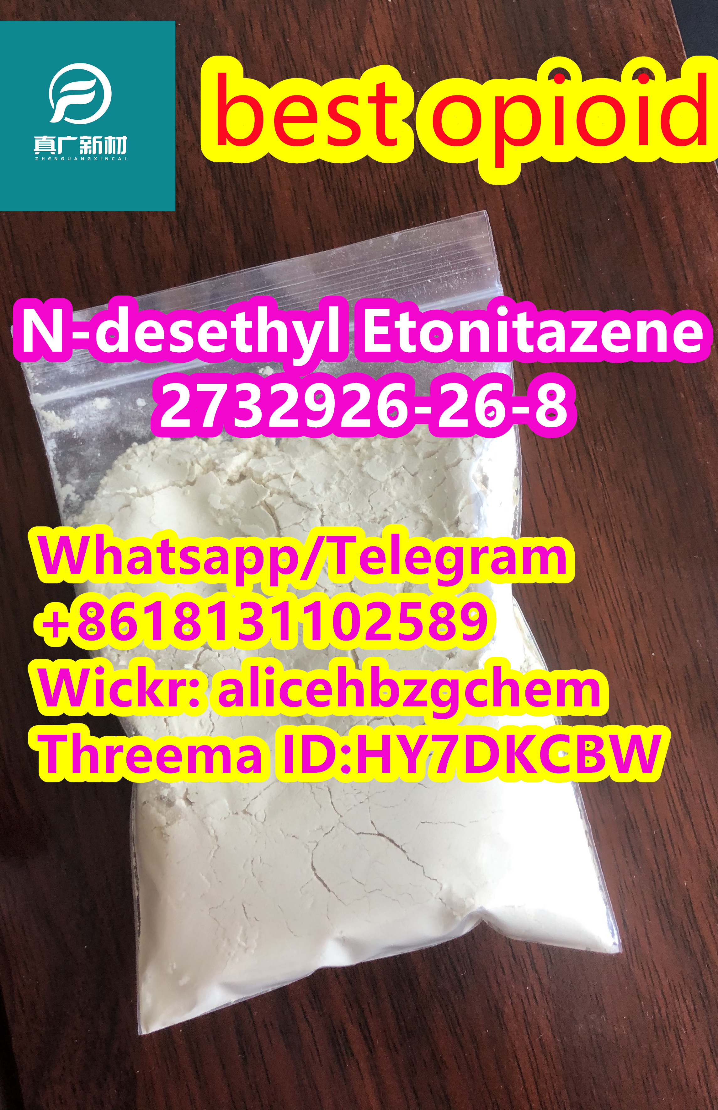 CAS 2732926-26-8 N-desethyl Etonitazene strongest opioids 99% purity