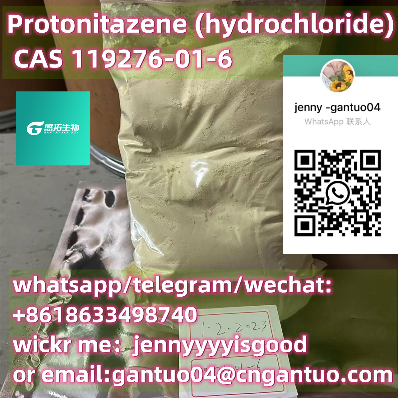 Protonitazene (hydrochloride)  CAS 119276-01-6   hot sale